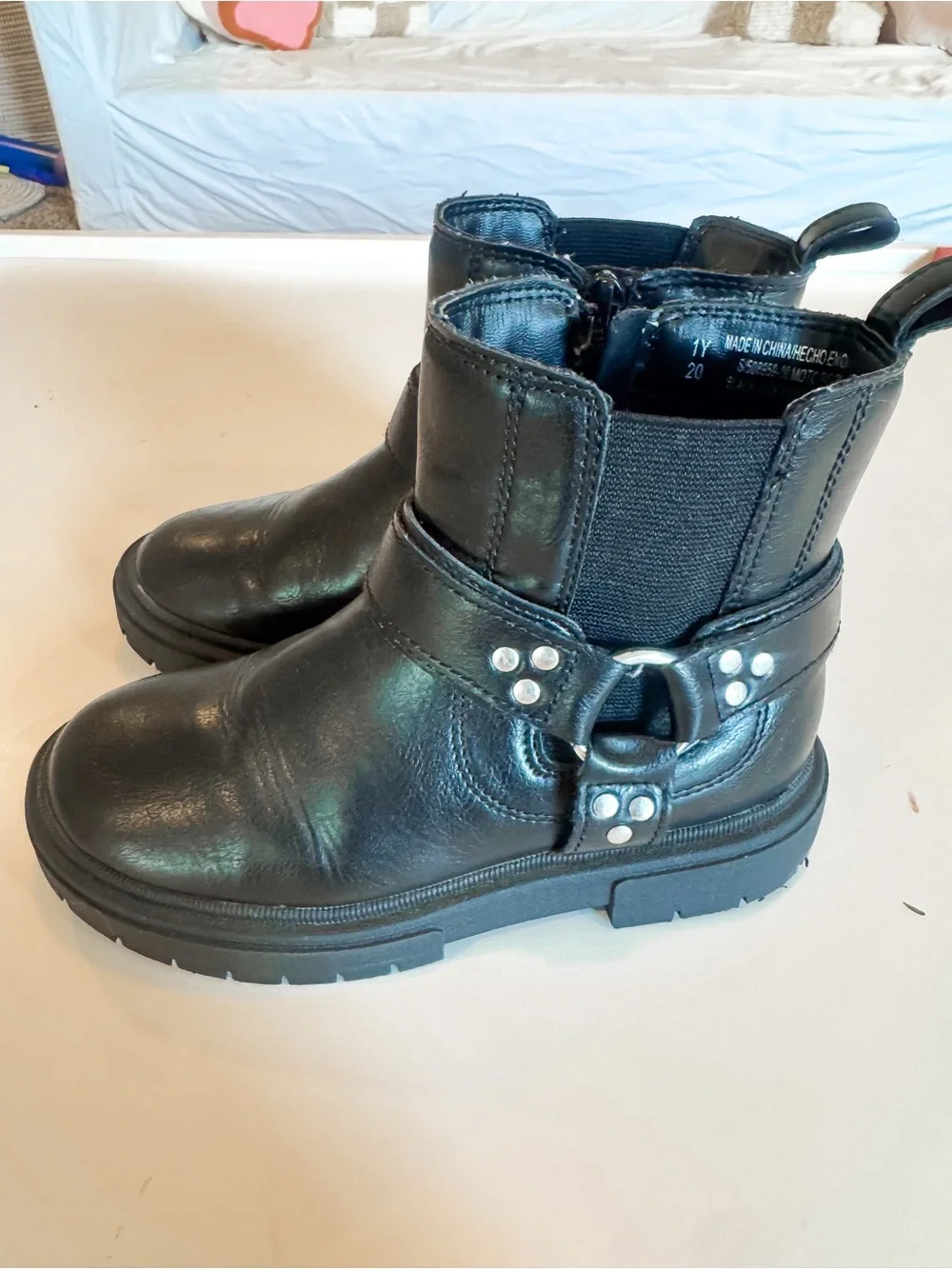 Old Navy Black Leather Moto Boots